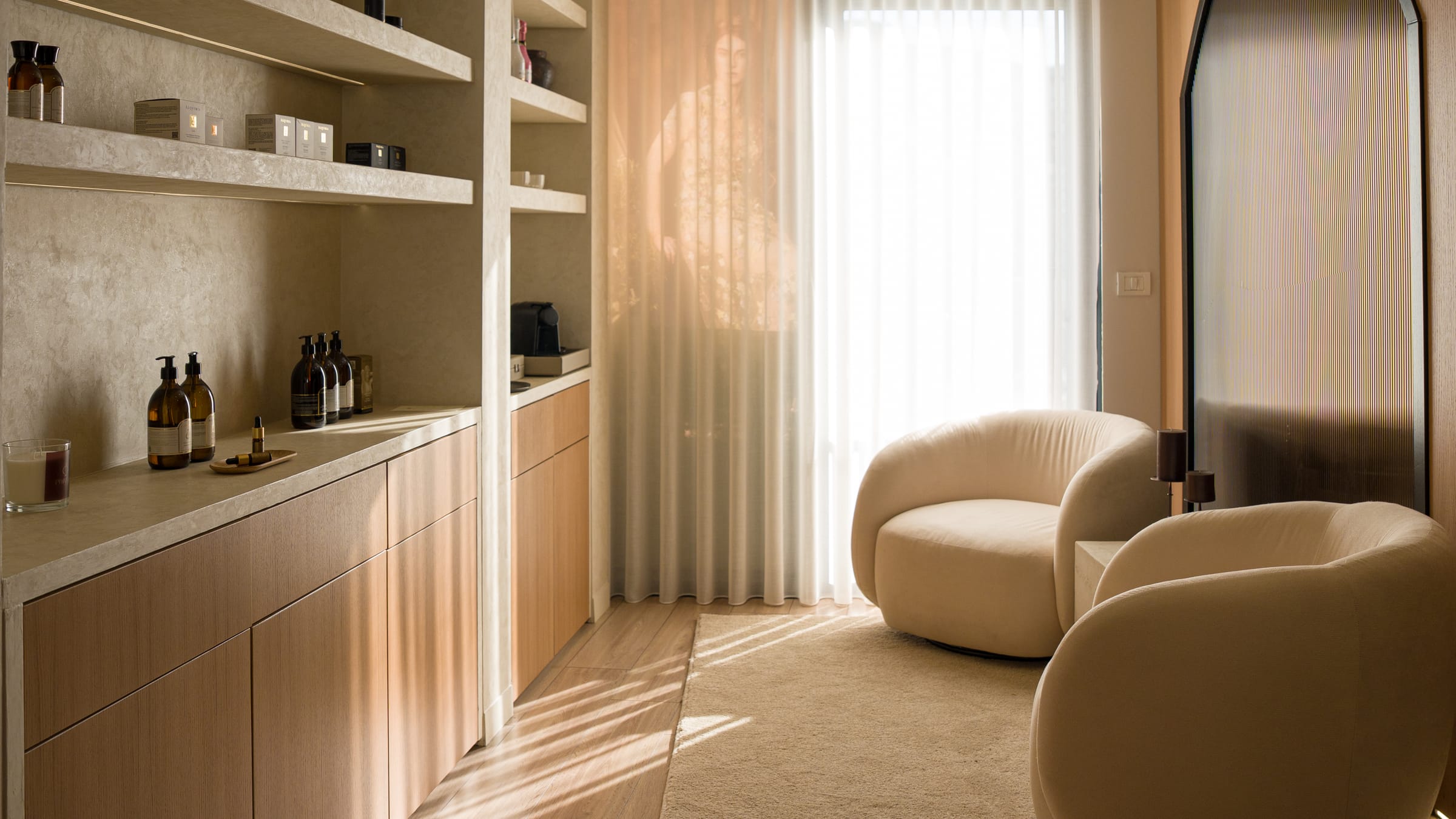 The Phiwell studio lounge in warm afternoon light